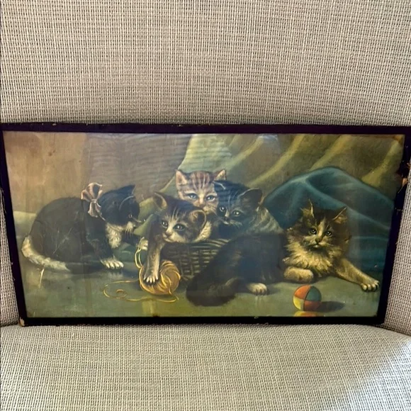 Vintage Glass Cat Print - Picture 1 of 6
